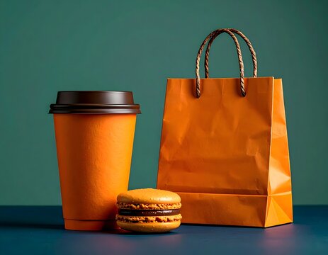 Takeaway Coffee, Shopping Bag, and Dessert