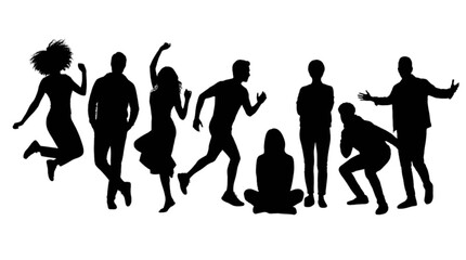 Obraz premium Silhouette people dancing and partying together isolated on transparent background, Vector