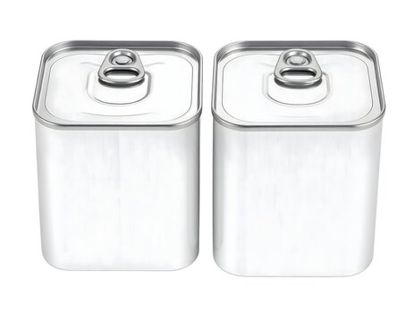 Two Blank Rectangular Metal Cans