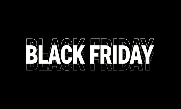 Modern Black Friday text banner with shadow effect on a dark background for sales promotions.