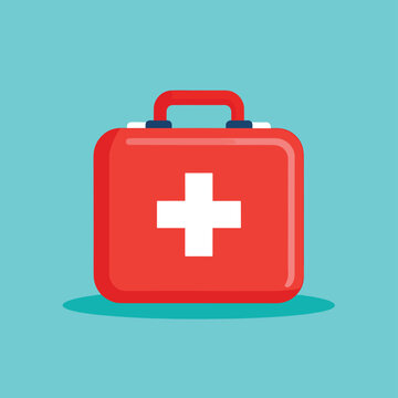 Red Medical First Aid Kit Box.