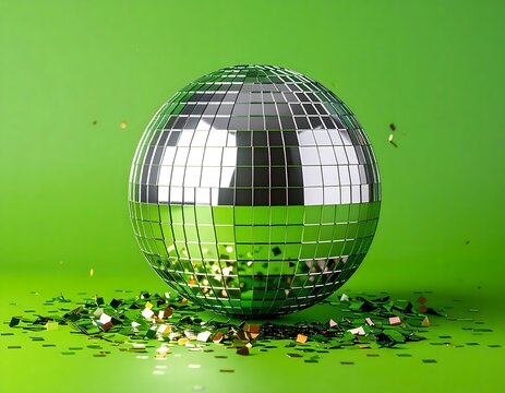 Vibrant Disco Ball with Scattered Confetti