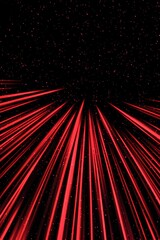 Obraz premium Red light streaks converging in dark starry space speed