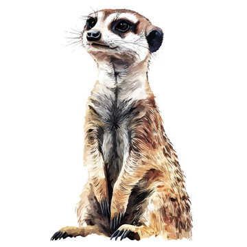 Meerkat, watercolor drawing vector, isolated on a white background.
