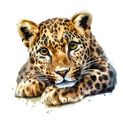 watercolor of Leopard, vector, isolated on a white background. © nexora