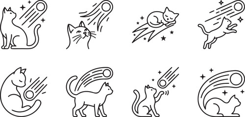 Cats chasing shooting stars and comets in outer space © HM