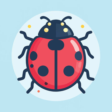 Colorful ladybug insect with black spots.