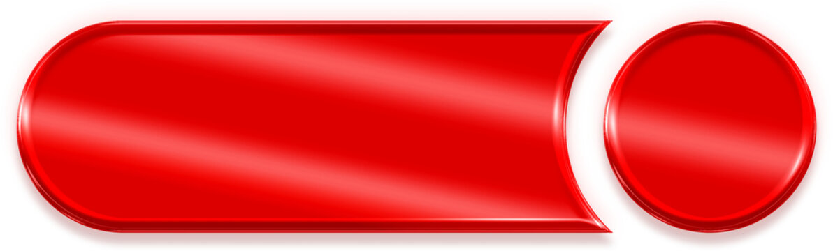 Pill button red glossy chrome metallic 3D UI element