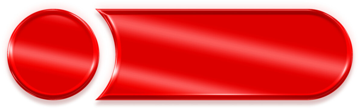 Glossy red chrome wide button metallic UI element