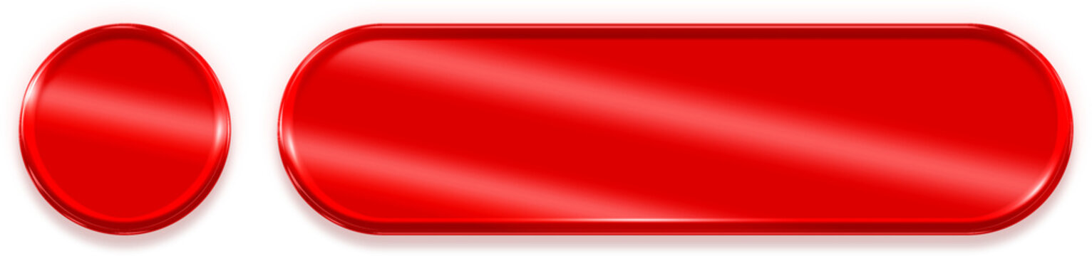 Glossy red chrome banner button metallic UI element