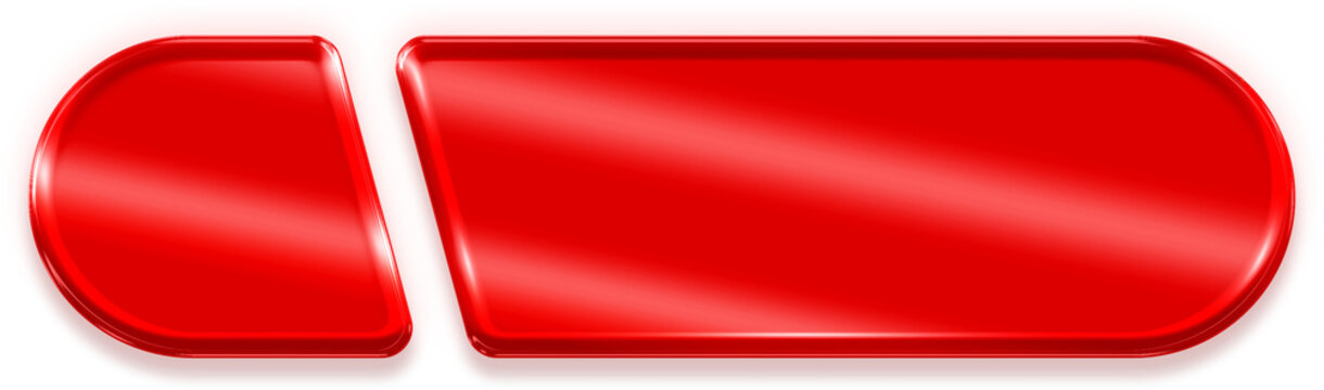Red glossy capsule button chrome silver metallic design
