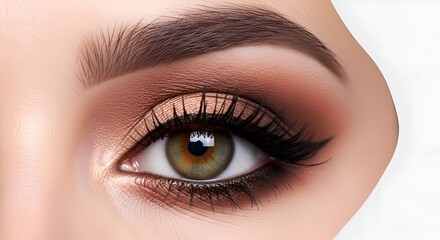 Naklejka premium Glamorous Eye Makeup, Detailed Close-up with Perfect Eyelashes