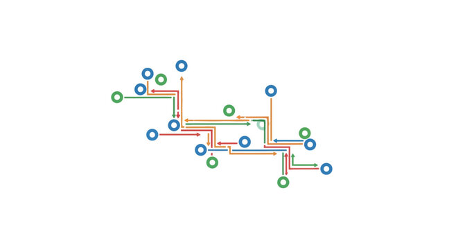 Colorful Network Connections Diagram Illustration.