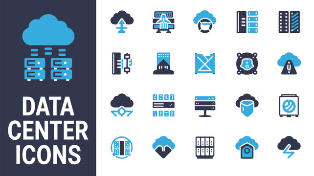Data Center Technology and Cloud Computing Icons Collection