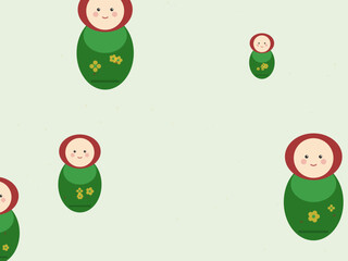 Fototapeta premium Matryoshka Nesting Doll Pattern Folk Art Background
