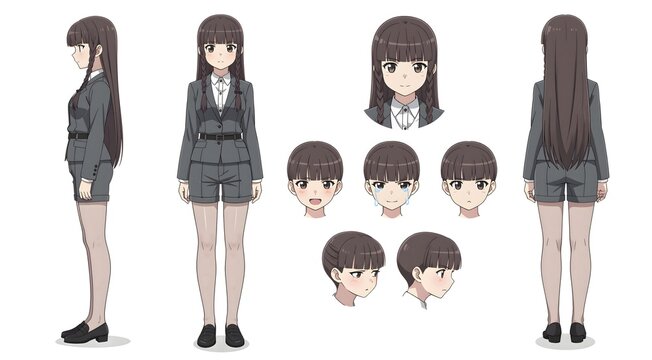 Elegant Anime Character Sheet With Braided Hair
