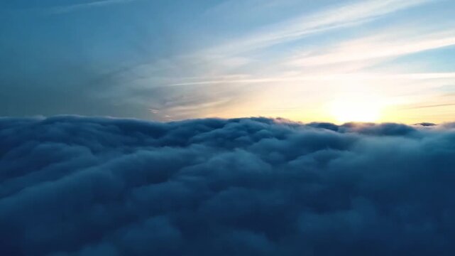 4K cinematic blue clouds with soft atmospheric lighting and dreamy sky view.
