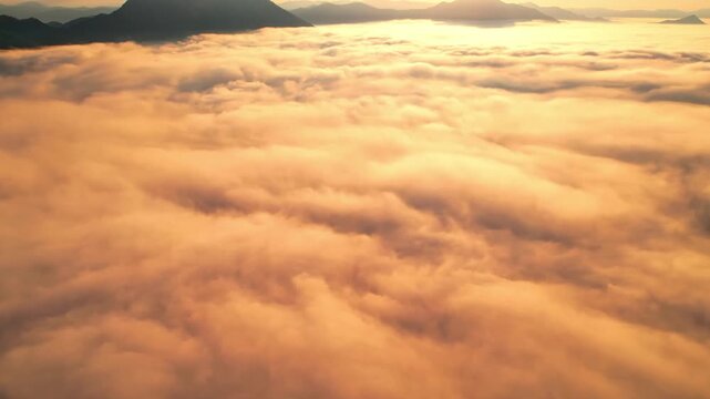 4K deep blue cloudscape with dramatic atmospheric sky from aerial perspective.