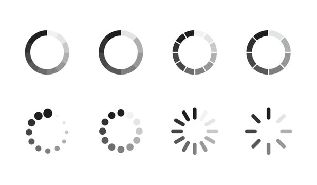 Loading icon set. Loading progress bar symbol vector illustration.
