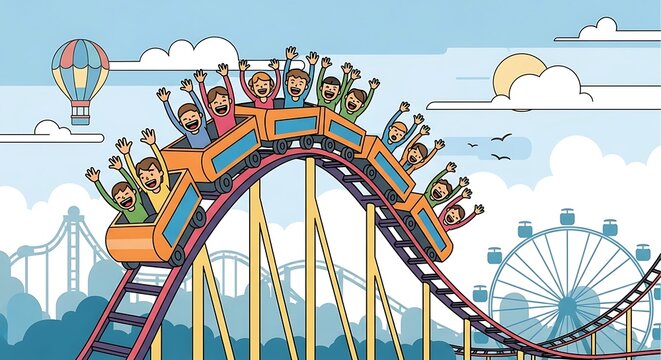 Thrilling roller coaster ride.