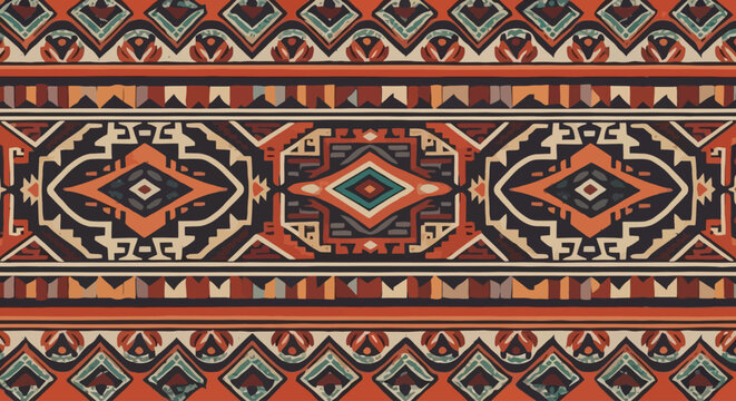 Intricate tribal geometric pattern in warm earthy tones.