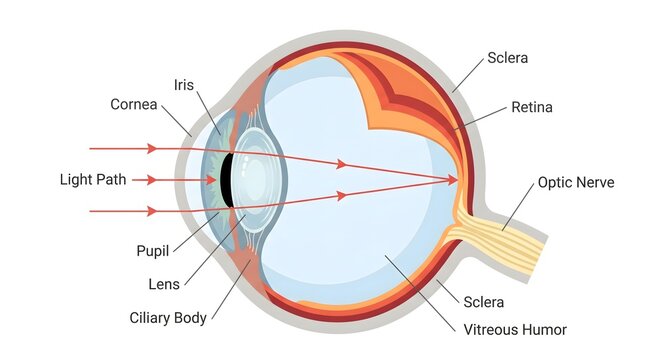 Anatomy of the Human Eye and Light Path Diagram