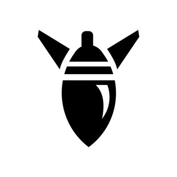 black and white bomb icon on a white background facing downwards