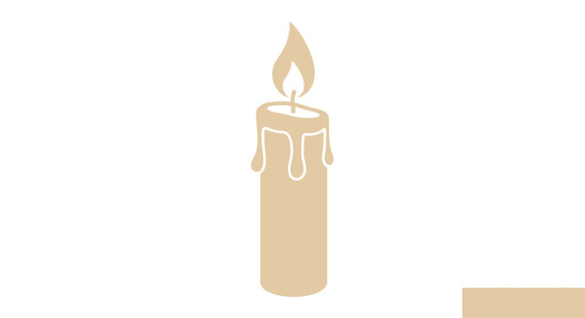 A single burning wax candle.