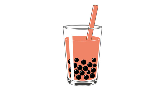 Boba tea with black bubbles drink.