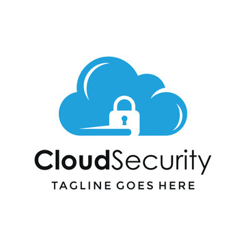 Modern cloud security with blue cloud padlock for cybersecurity data protection network safety cloud storage secure technology Logo Design