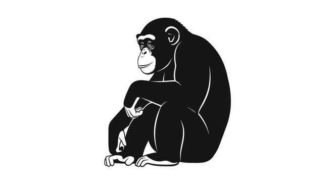 A black and white monkey sitting.