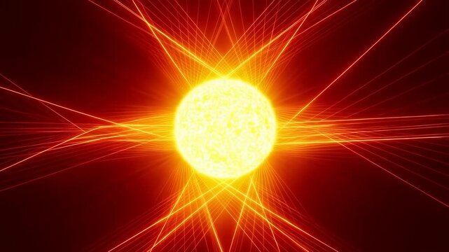 Sun glowing with intense radiant energy beams in cosmic space featuring bright, light, star with celestial and solar elements for heat, warmth