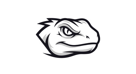 Black and white dinosaur head side. © Indah