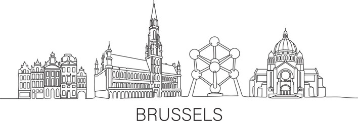 Delicate line art depicts Brussels skyline © Felicia