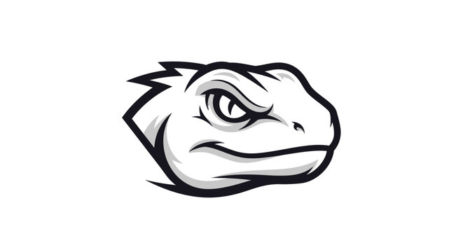 Black and white dinosaur head side.