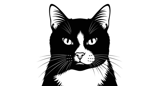 Black and white domestic cat face.