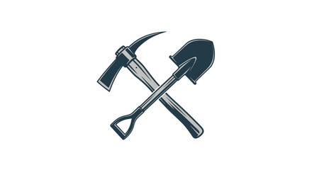 Crossed pickaxe and garden shovel tools. © Indah