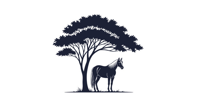 Donkey standing under a tree.