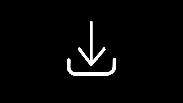 Download icon animation isolated on black background, downloading icon in circle with arrow animated, download button icon, direction Arrow icon.