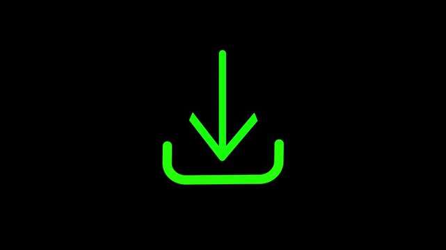 Download icon animation isolated on black background, downloading icon in circle with arrow animated, download button icon, direction Arrow icon.