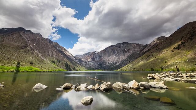 Time Lapse of the clouds above Convict Lake in the Sierra Nevada Mountains in California