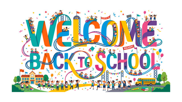 Welcome Back to School Extravaganza: A vibrant and playful illustration captures the excitement of returning to school.