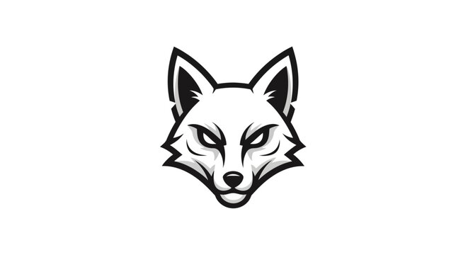 Black and white fox head illustration.