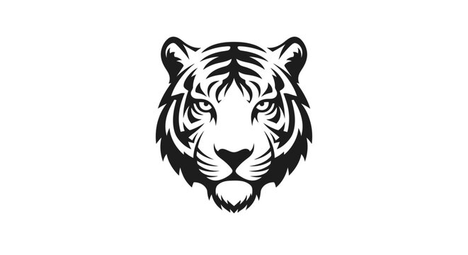 Black and white tiger head portrait.