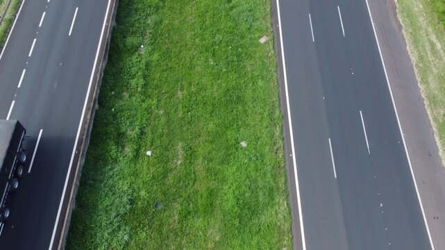 Anhanguera Highway, a view of the Anhanguera Highway in Brazil as seen by a drone on a Sunday morning. 4k drone footage.