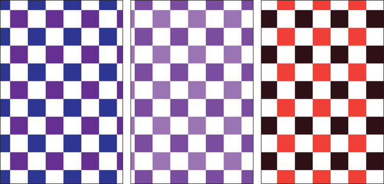 Colorful checkerboard patterns in purple and red