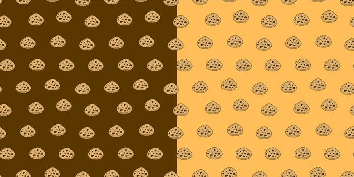 cookie seamless pattern background. chocolate chips pattern background. Cartoon illustration of Cookies. biscuits illustration.