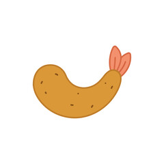 Fototapeta premium Minimalist flat vector illustration of a fried shrimp