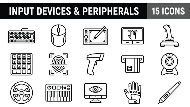 Input devices and peripherals icon set