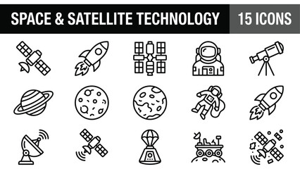 Space and satellite technology icons set © Mahraz